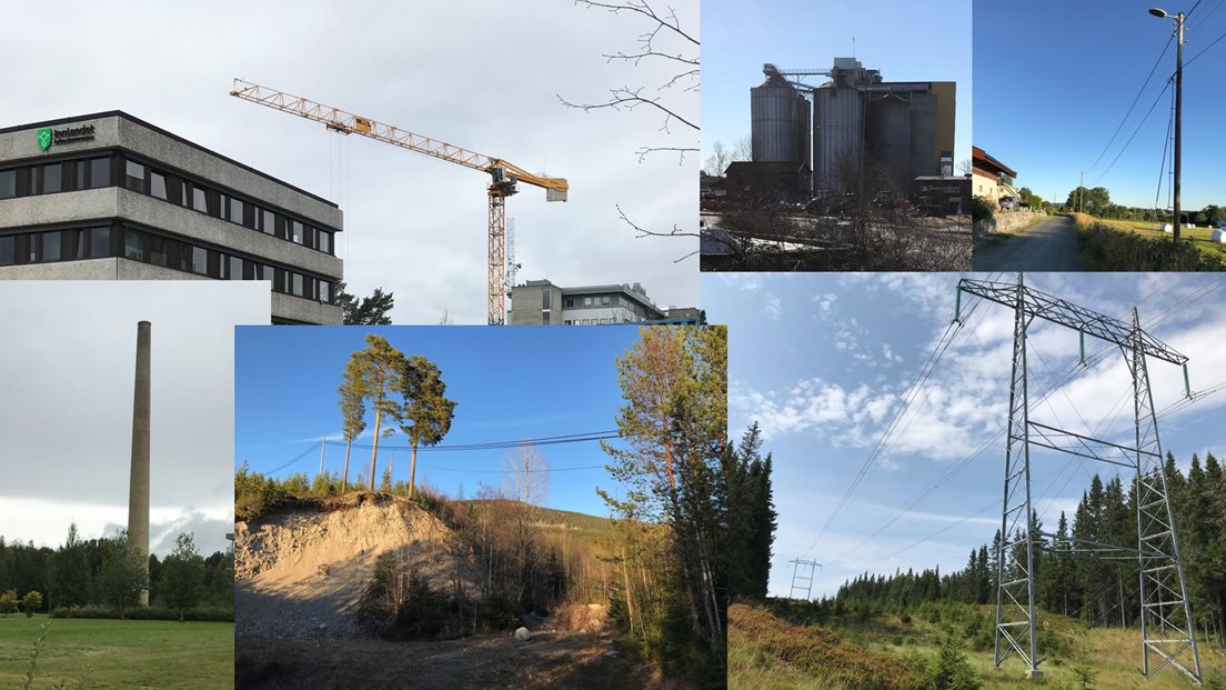 Bildecollage som viser ulike typer luftfartshinder