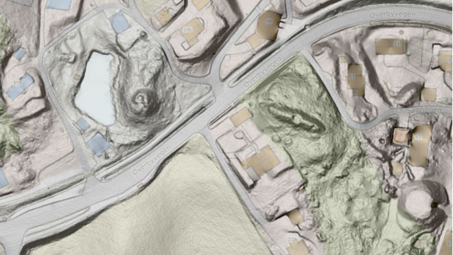 Bilde fra Nasjonal detaljert høydemodell (NDH) som viser en mulig gravhaug