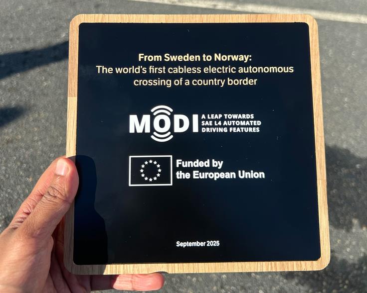 Plankett som viser Kartverkets innsats i forbindelse med førerløs grensekryssing med trailer gjennom Modi-prosjektet