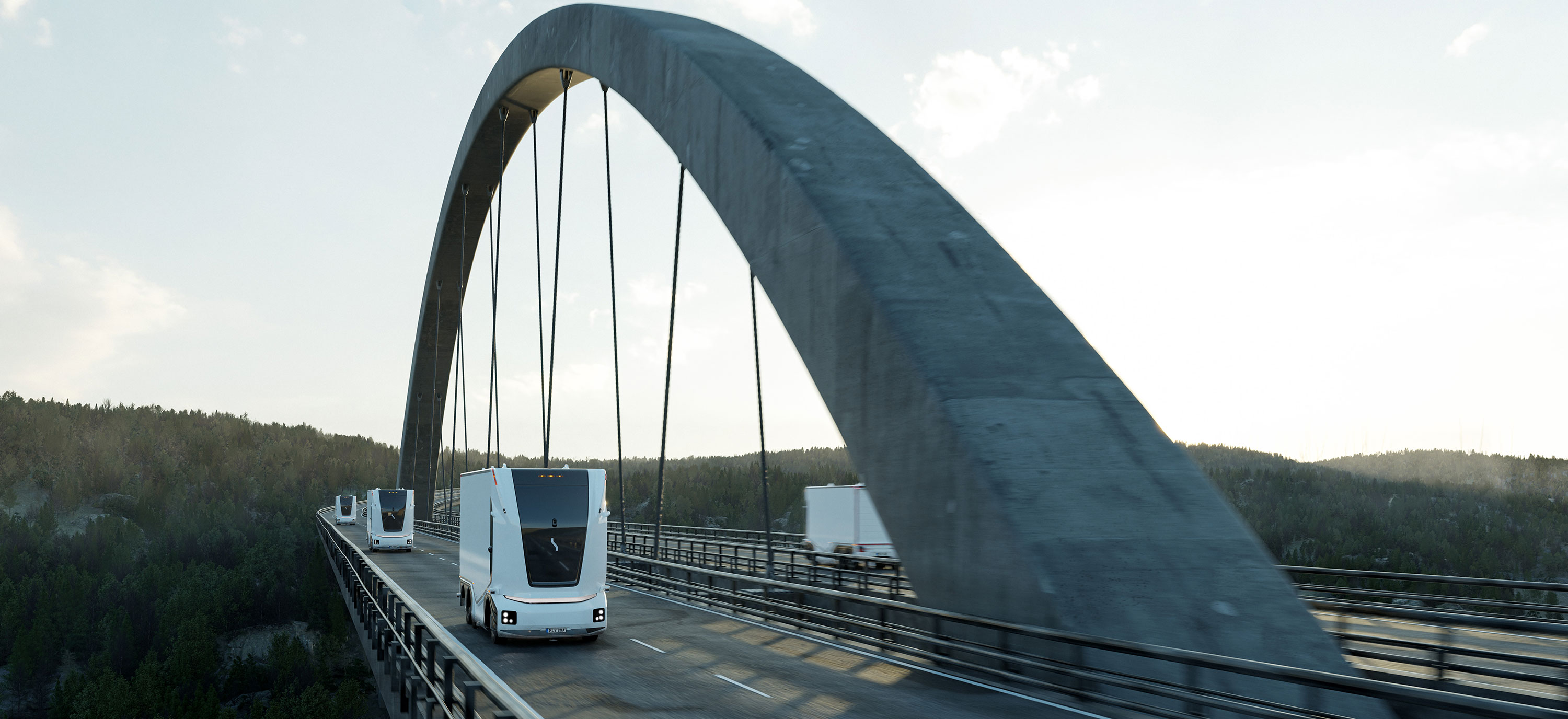 Førerløs trailer fra Einride som krysser Svinesund-brua